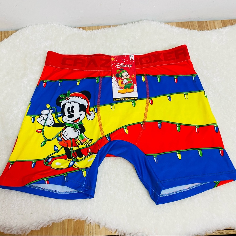 NEW Disney Crazy Boxer 2 Pack Mickey Mouse Christmas Lights Sz Large